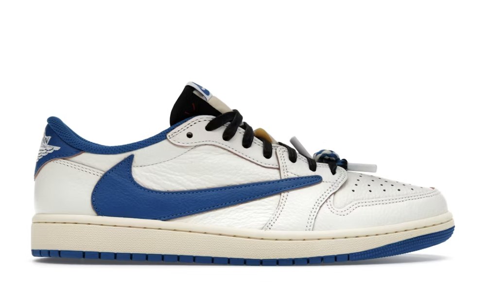 Air Jordan 1 Retro Low OG SP Fragment x Travis Scott Sail Military Blue
